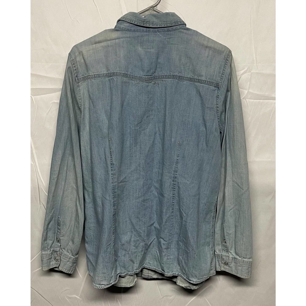 GH Bass & Cotton Long Sleeve Denim Blue Jean Shirt Size XXL - Picture 2 of 4